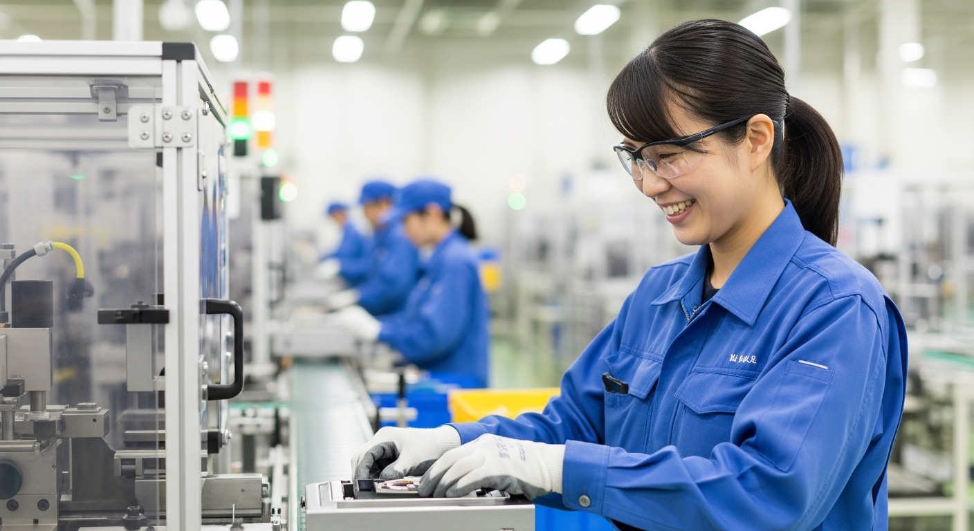 女性の工場夜勤のイメージ